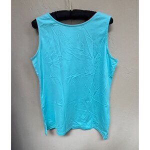 Debra C Beverly Hills Women's Tank Top Large Sleeveless Pima Cotton Knit Blue